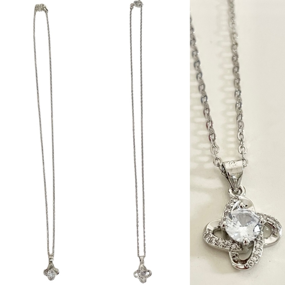 Elegant 925 Sterling Silver Necklace with Faux Crystal Pendant, 9 inches